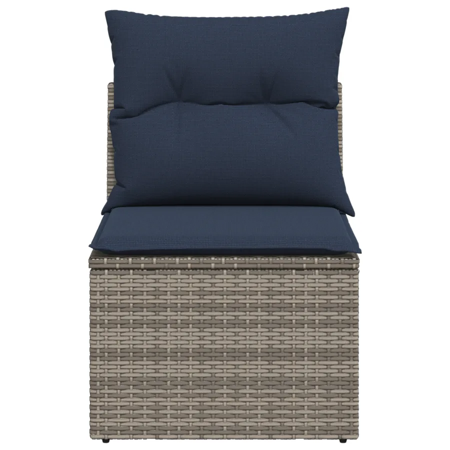 Chaise de jardin sans accoudoirs avec coussins gris poly rotin - 2