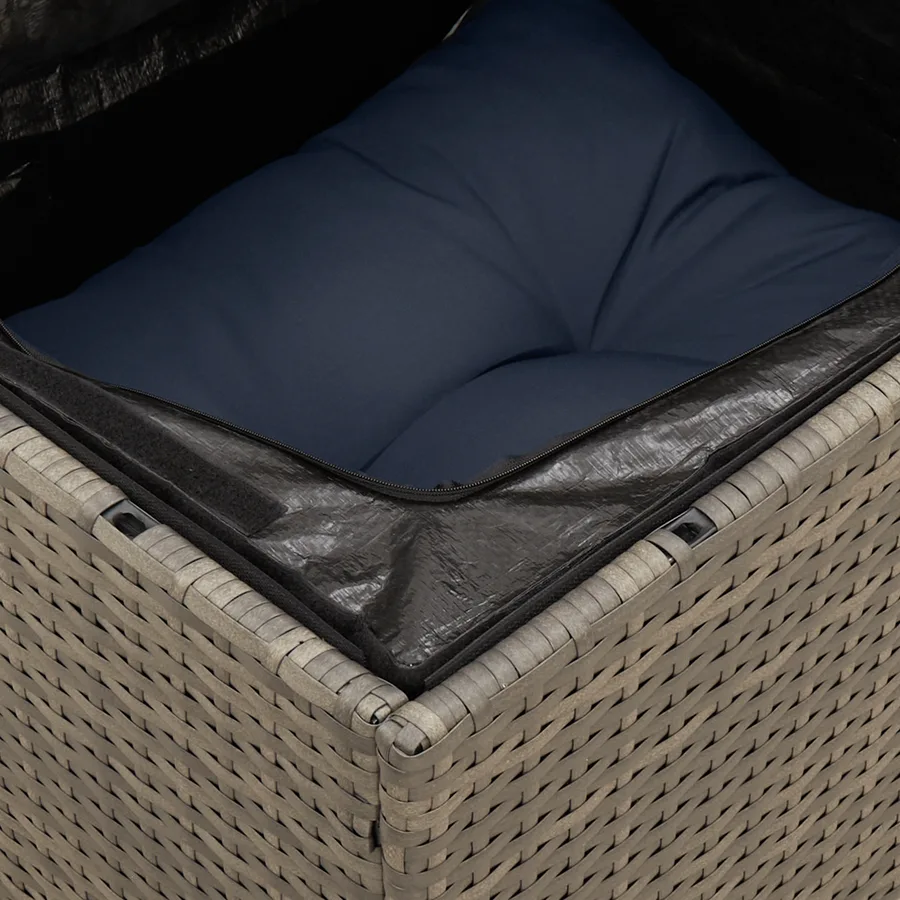 Chaise de jardin sans accoudoirs avec coussins gris poly rotin - 6