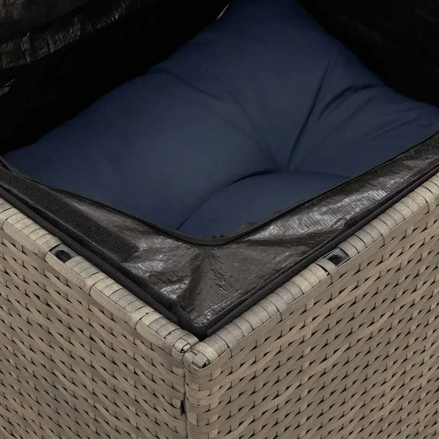 Salon de jardin 10 pcs avec coussins gris résine tressée - 7