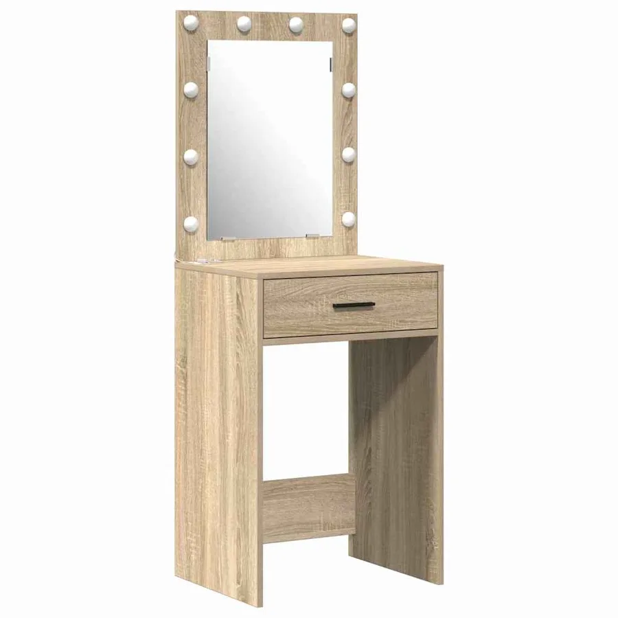 Table de Toilette avec tiroir 3 pcs Marron Bois d'ingénierie - 2