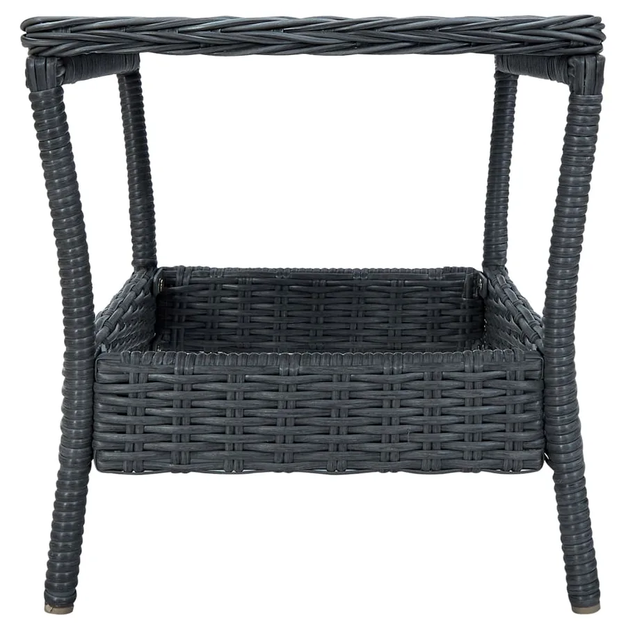 Salon de jardin 3 pcs avec coussins résine tressée gris foncé - 11
