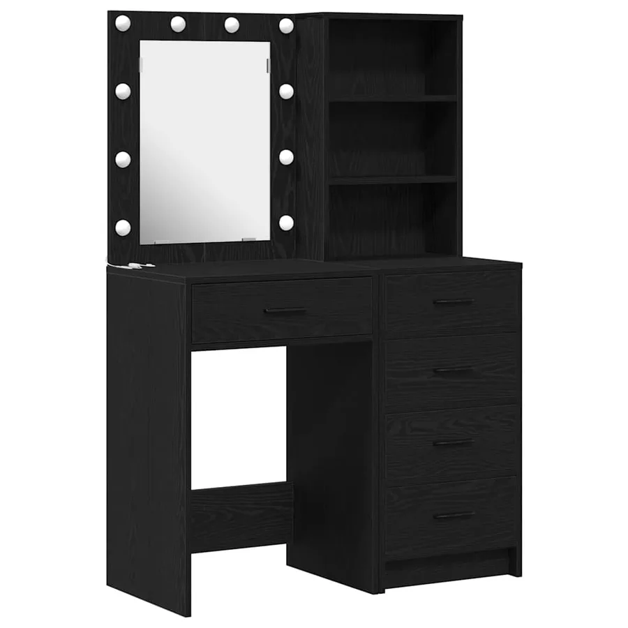 Table de Toilette 2 pcs Noir 50 x 41 x 135 cm Bois d'ingénierie - 2