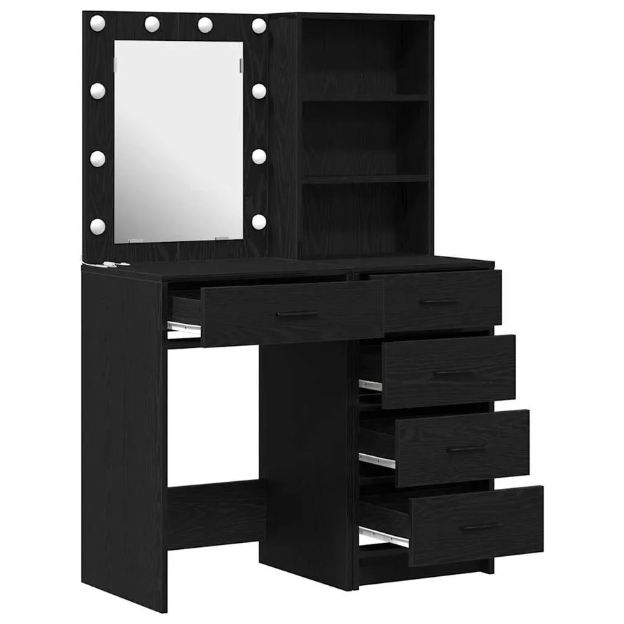 Table de Toilette 2 pcs Noir 50 x 41 x 135 cm Bois d'ingénierie - 7