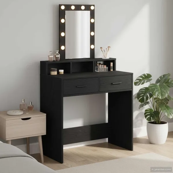 Table de Toilette Noir 79 x 41 x 140 cm Bois d'ingénierie