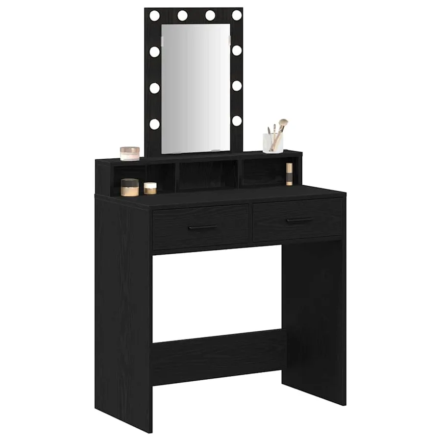 Table de Toilette Noir 79 x 41 x 140 cm Bois d'ingénierie - 3