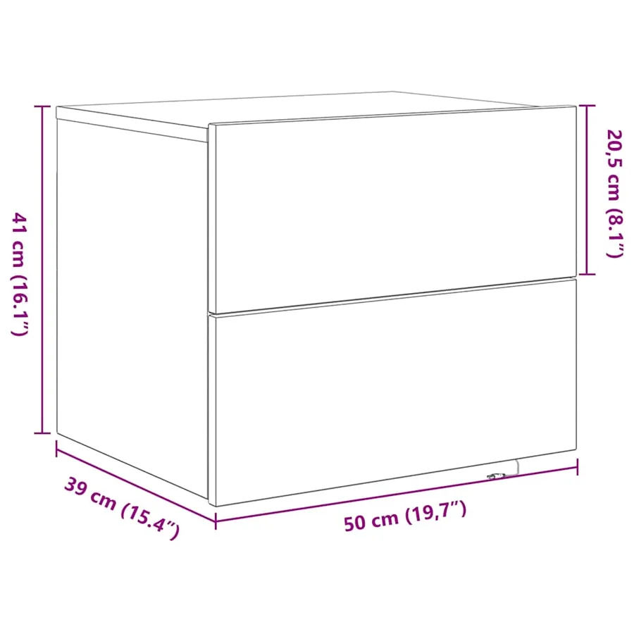 Cabinet de chevet avec tiroir 2 pcs Chêne noir 50 x 39 x 41 cm - 16