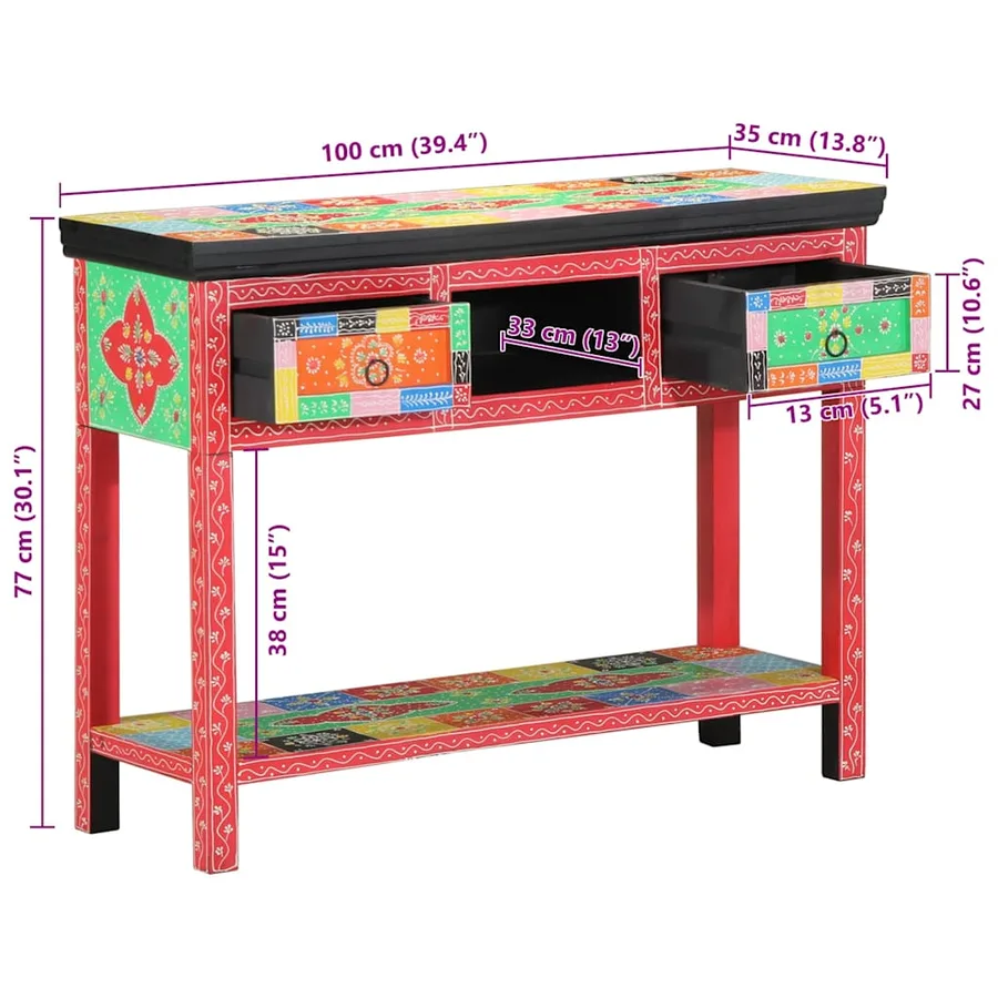Table console avec tiroir Multicolore 100 x 30 x 77 cm - 12