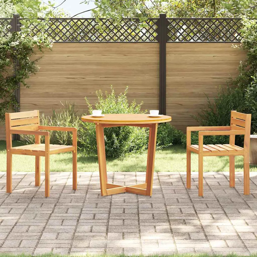 Table de jardin ronde Ø90x75 cm en bois massif d'acacia