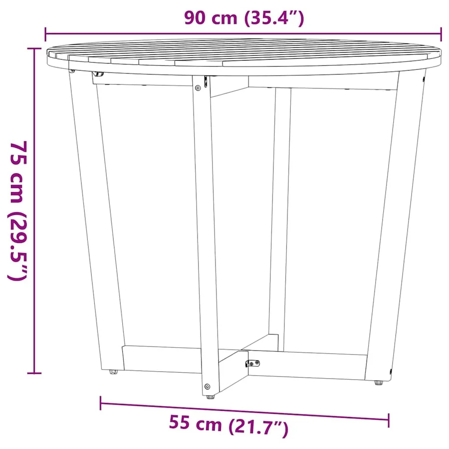 Table de jardin ronde Ø90x75 cm en bois massif d'acacia - 12