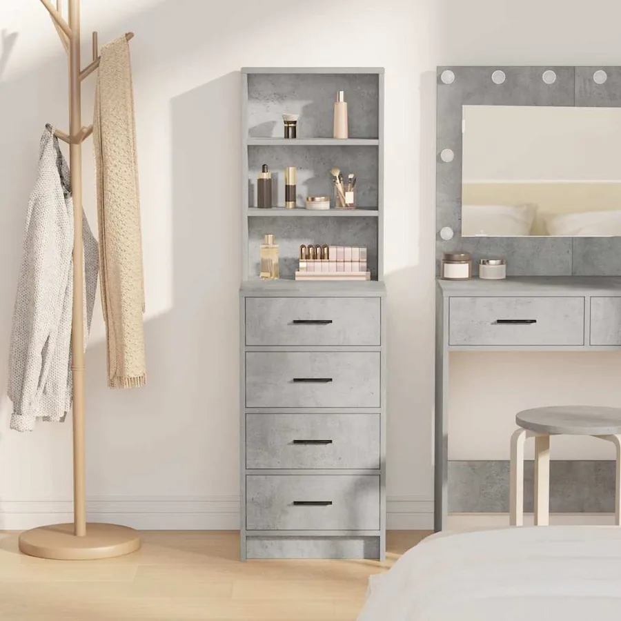 Haut Armoire Gris béton 40 x 41 x 135 cm Bois d'ingénierie