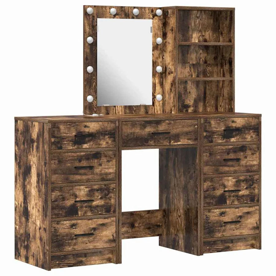 Table de Toilette avec tiroir 3 pcs Marron Bois d'ingénierie - 2