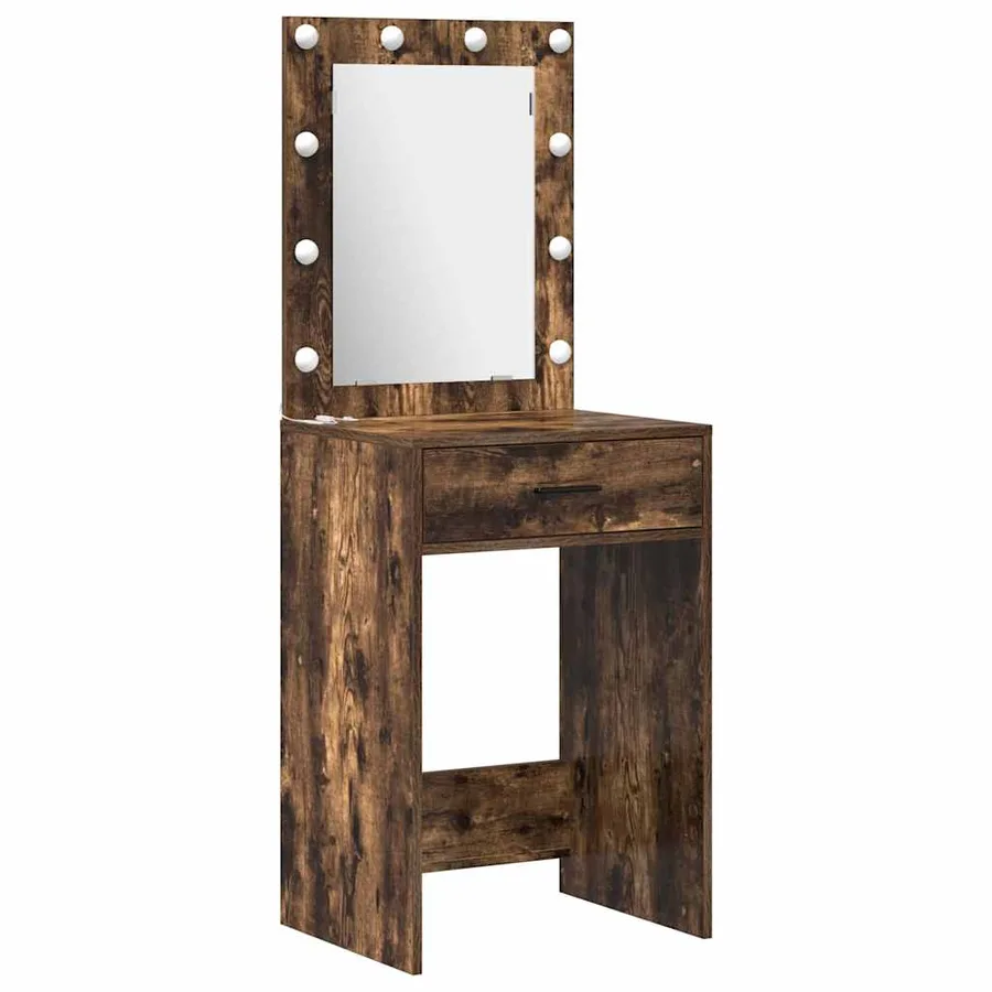 Table de Toilette avec tiroir 3 pcs Marron Bois d'ingénierie - 5
