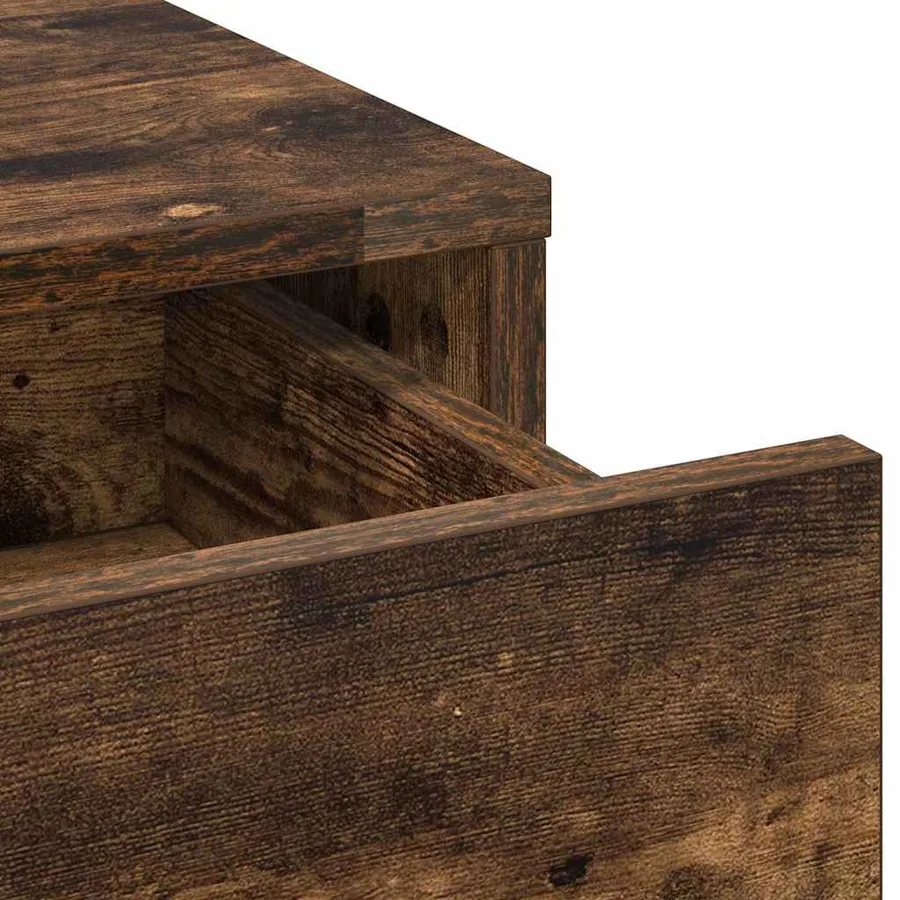 Table de Toilette avec tiroir 3 pcs Marron Bois d'ingénierie - 9