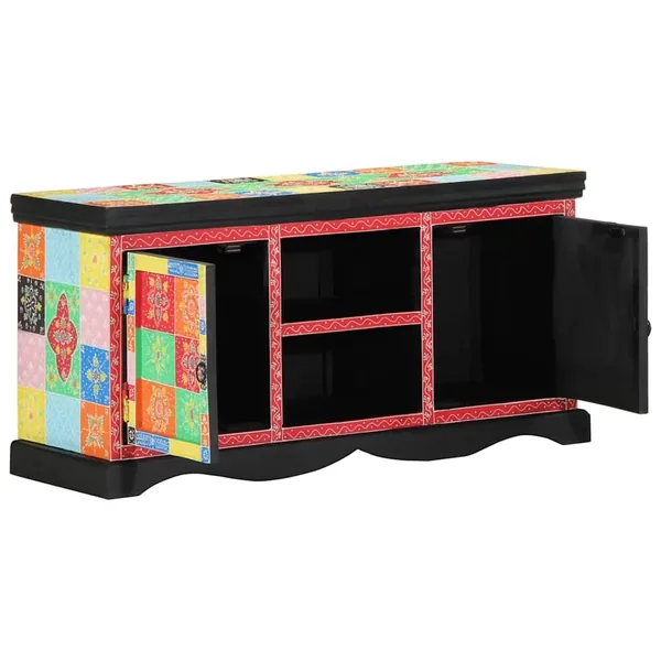 Meuble TV Multicolore 100 x 35 x 50 cm Bois de mangue massif