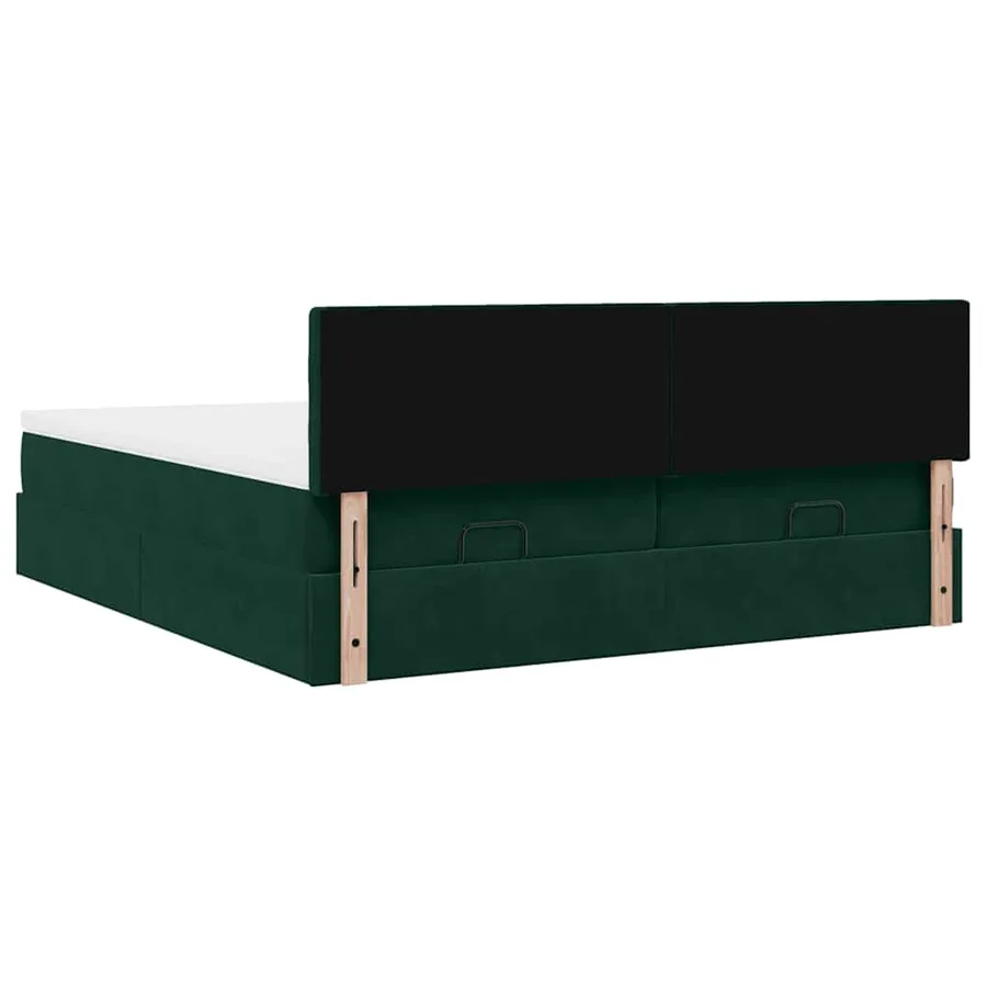 Cadre de lit ottoman avec matelas vert foncé 160x200 cm velours - 10