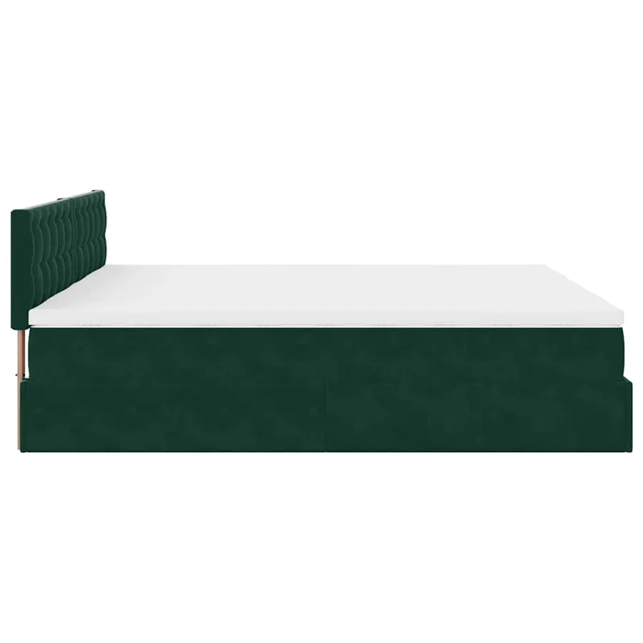 Cadre de lit ottoman avec matelas vert foncé 160x200 cm velours - 9