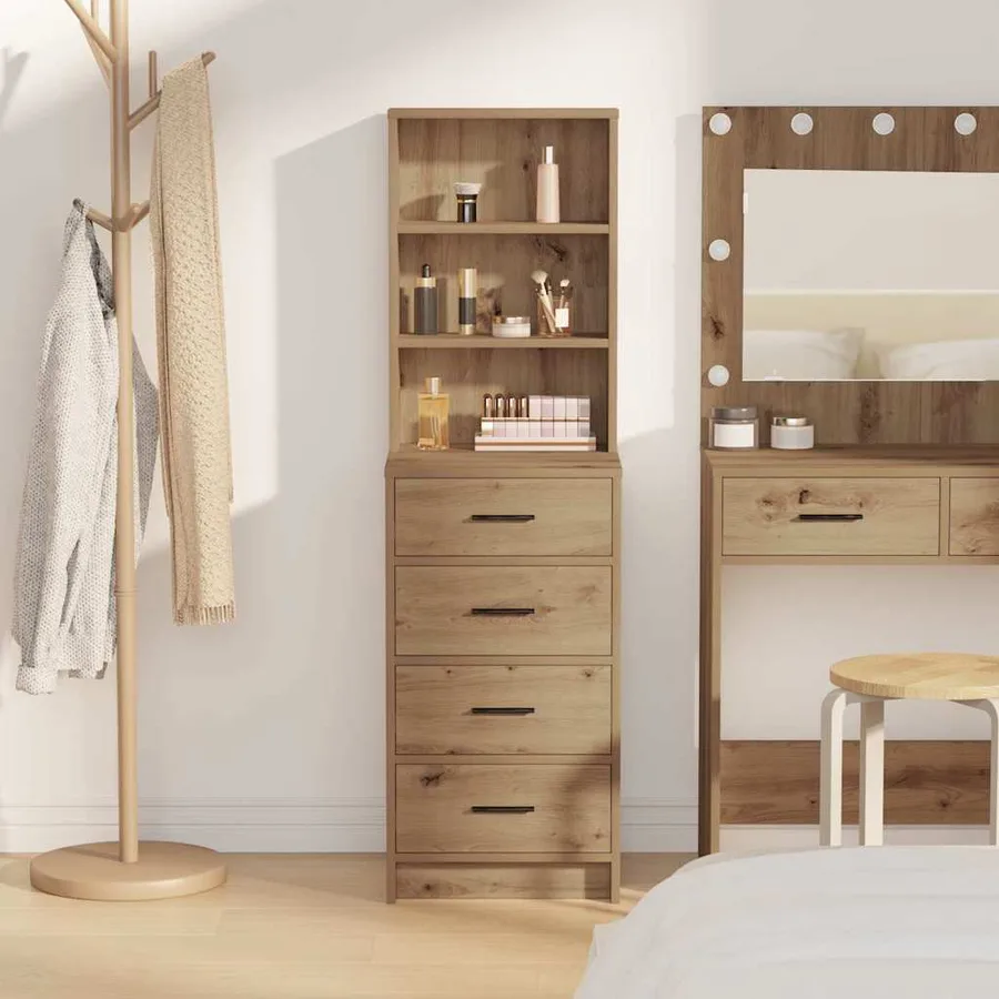 Haut Armoire chêne artisanal 40 x 41 x 135 cm Bois d'ingénierie - 4