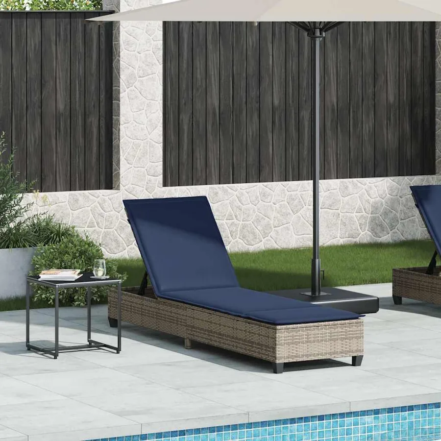 Transat avec coussins gris 55 x 200 x 25,5 cm en rotin synthétique