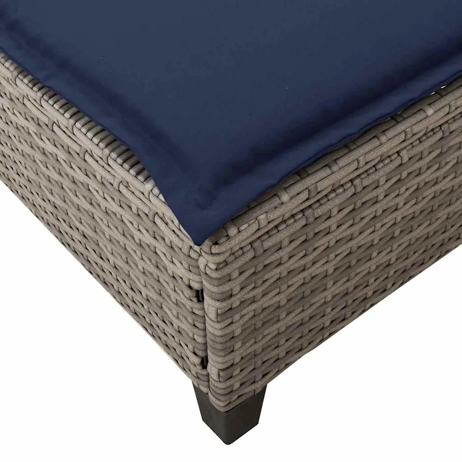 Transat avec coussins gris 55 x 200 x 25,5 cm en rotin synthétique - 10