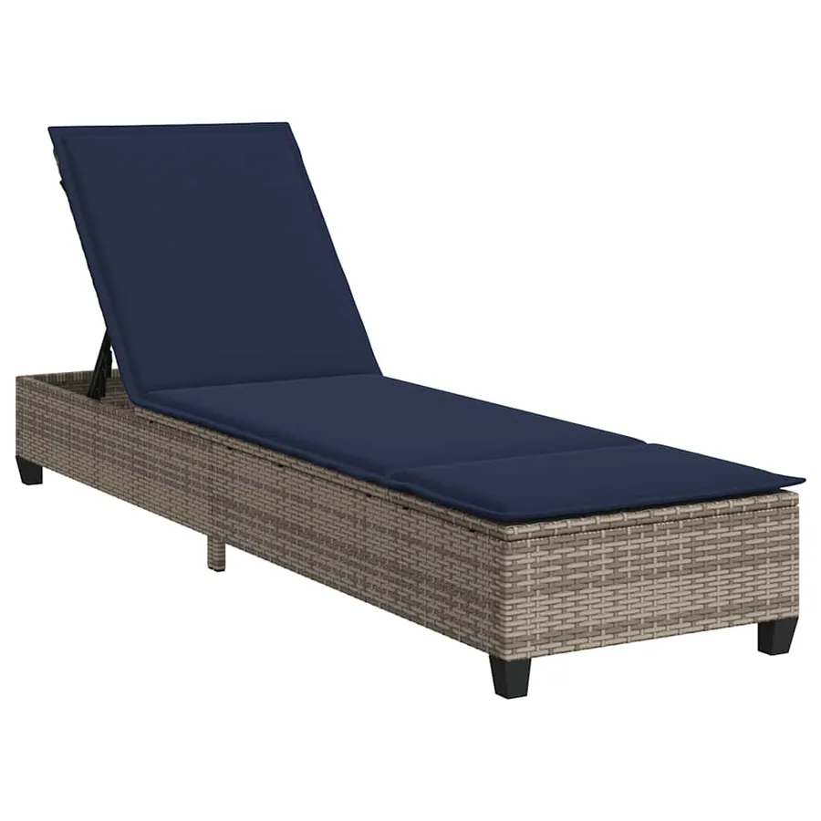 Transat avec coussins gris 55 x 200 x 25,5 cm en rotin synthétique - 2