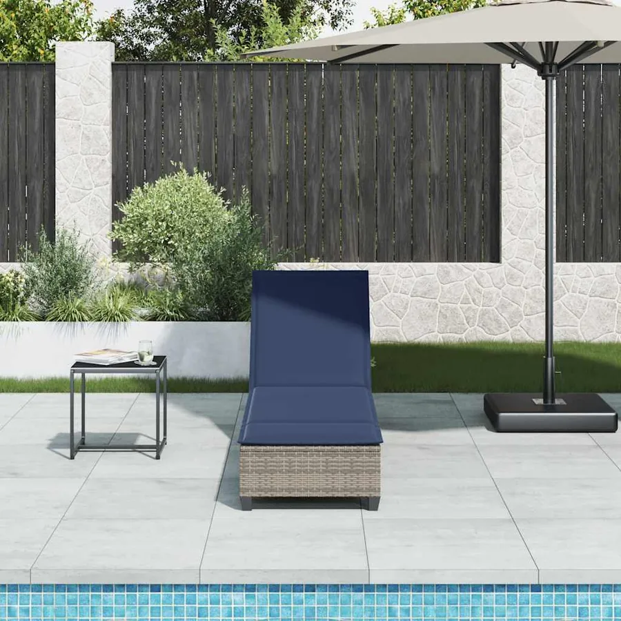 Transat avec coussins gris 55 x 200 x 25,5 cm en rotin synthétique - 3