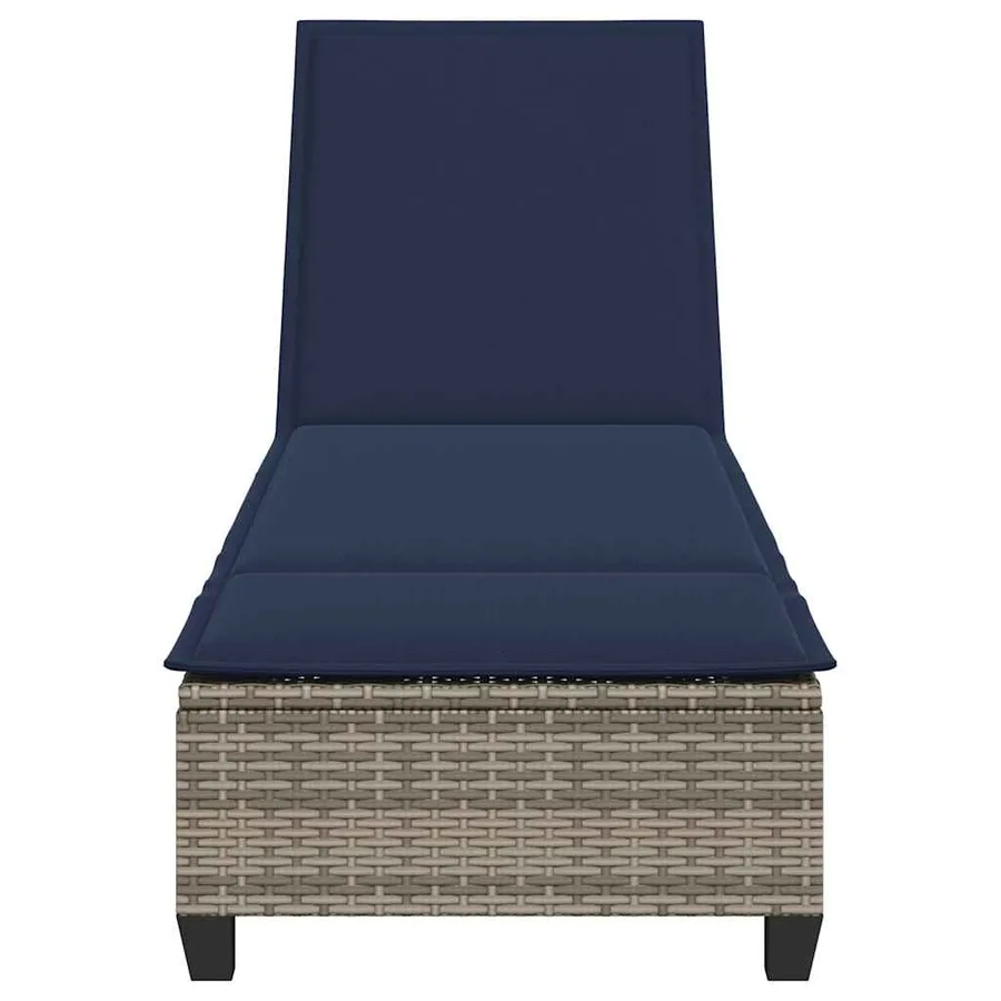 Transat avec coussins gris 55 x 200 x 25,5 cm en rotin synthétique - 6