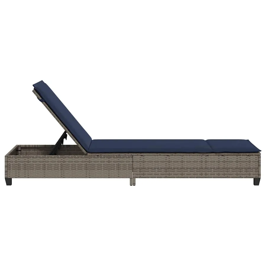 Transat avec coussins gris 55 x 200 x 25,5 cm en rotin synthétique - 7