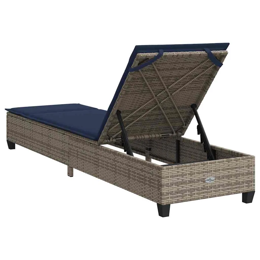 Transat avec coussins gris 55 x 200 x 25,5 cm en rotin synthétique - 8