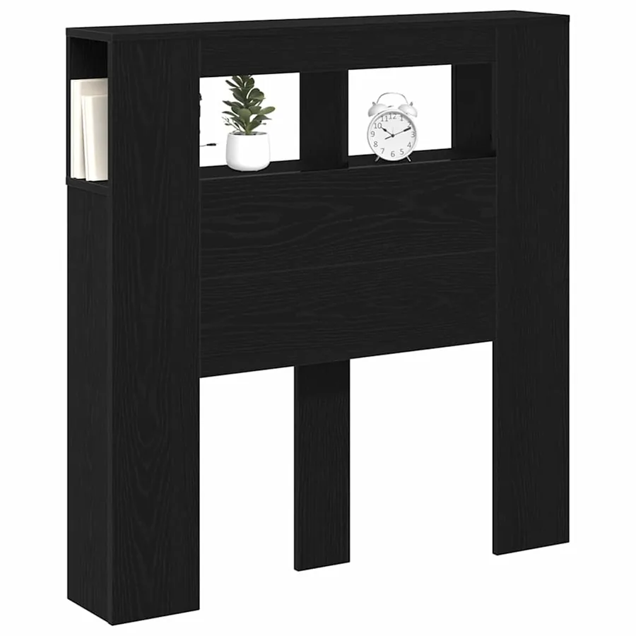 Tête de lit LED avec étagère Chêne noir 100 x 18,5 x 103,5 cm - 3