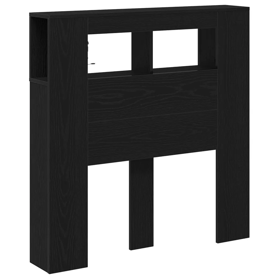 Tête de lit LED avec étagère Chêne noir 100 x 18,5 x 103,5 cm - 5