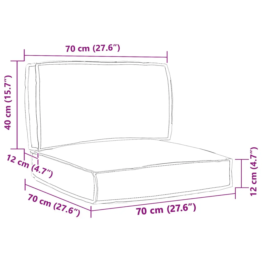 Set de coussins de palette 2 pcs Bordeaux Tissu Oxford - 7