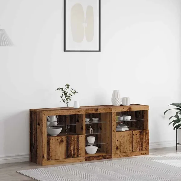 Buffet LED Bois ancien 162 x 37 x 67 cm Bois d'ingénierie