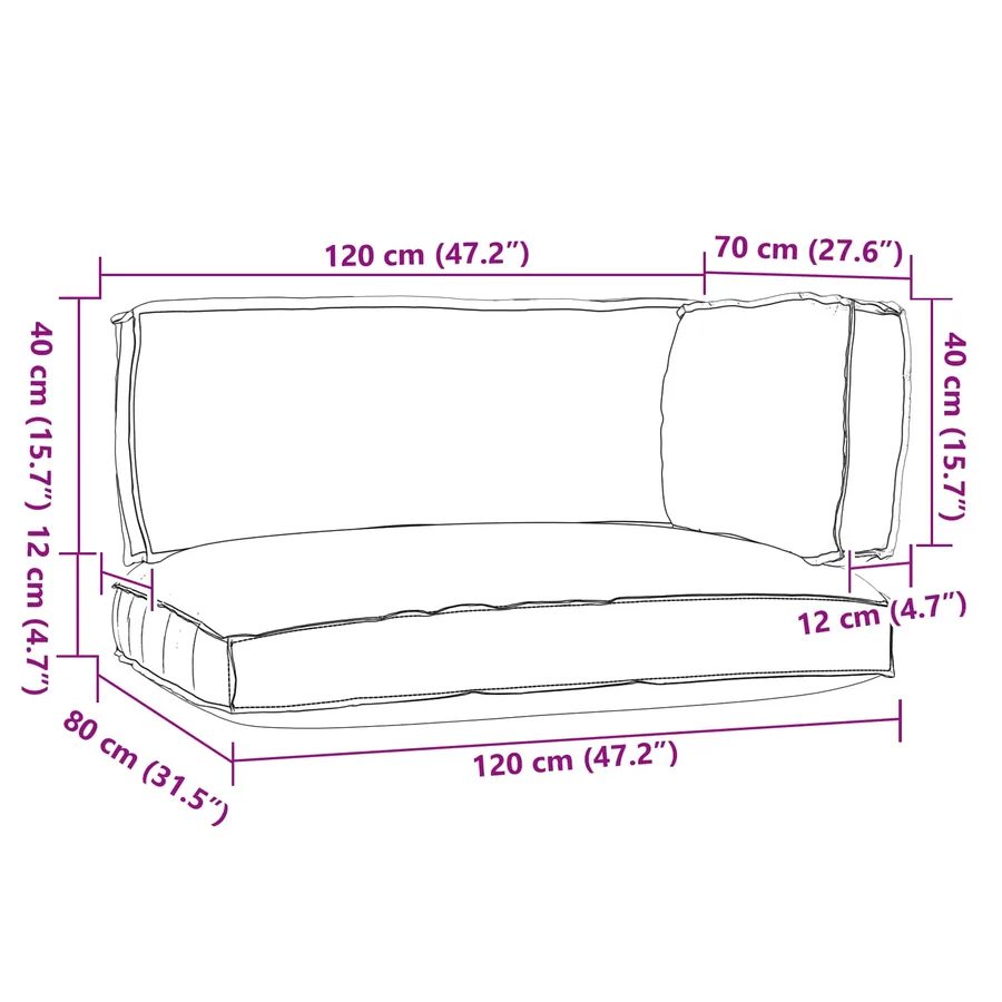 Set de coussins de palette 3 pcs Gris Tissu Oxford - 4