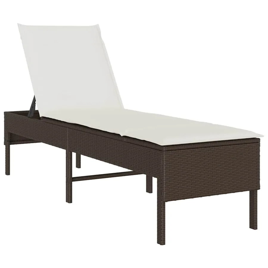 Transat avec coussin marron 55x200x44cm résine tressée - 2