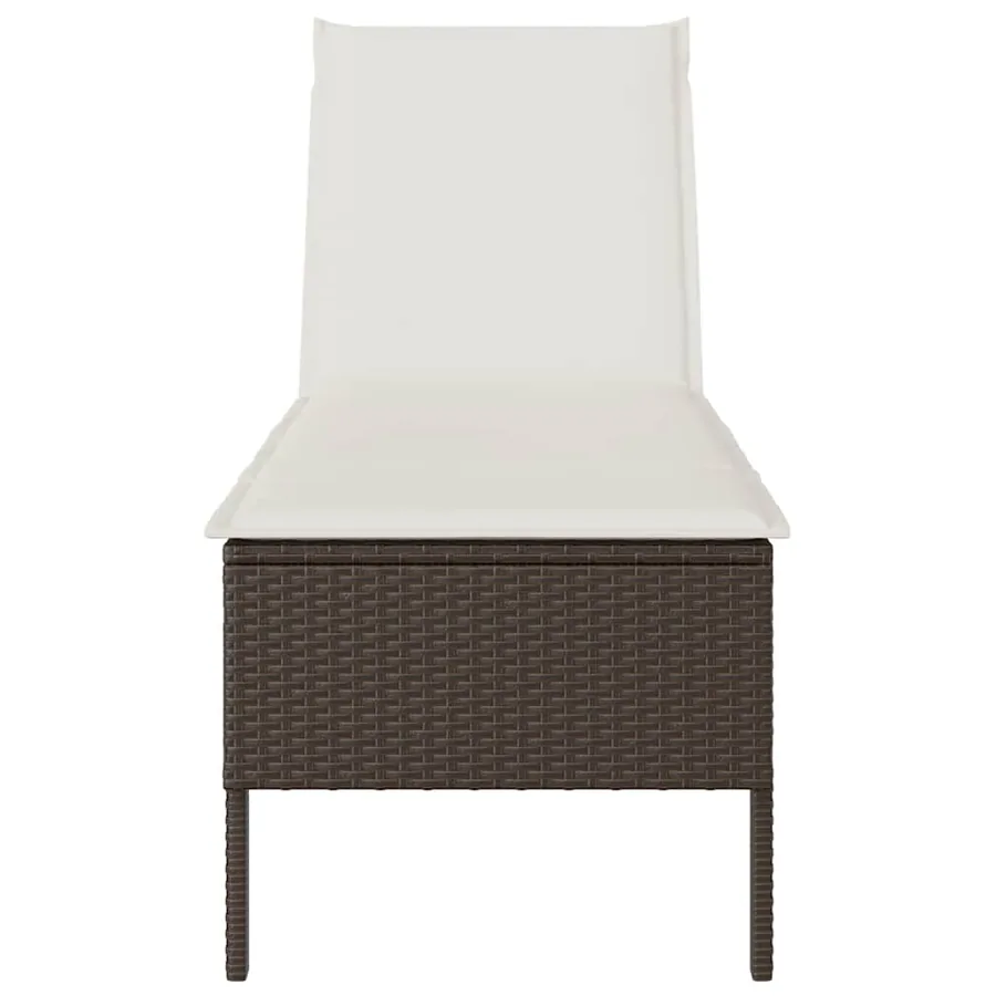Transat avec coussin marron 55x200x44cm résine tressée - 5