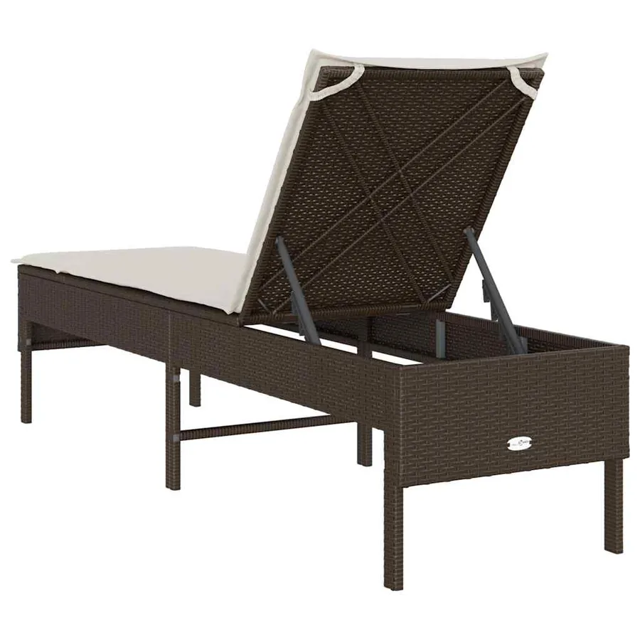 Transat avec coussin marron 55x200x44cm résine tressée - 7
