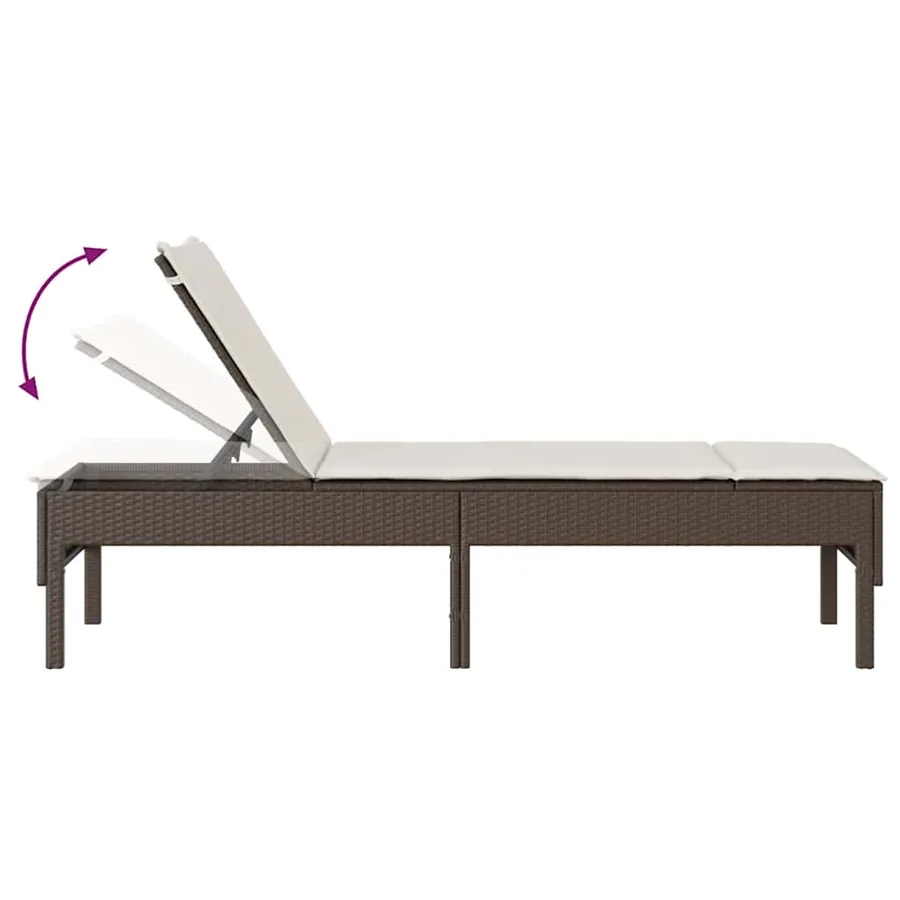 Transat avec coussin marron 55x200x44cm résine tressée - 8