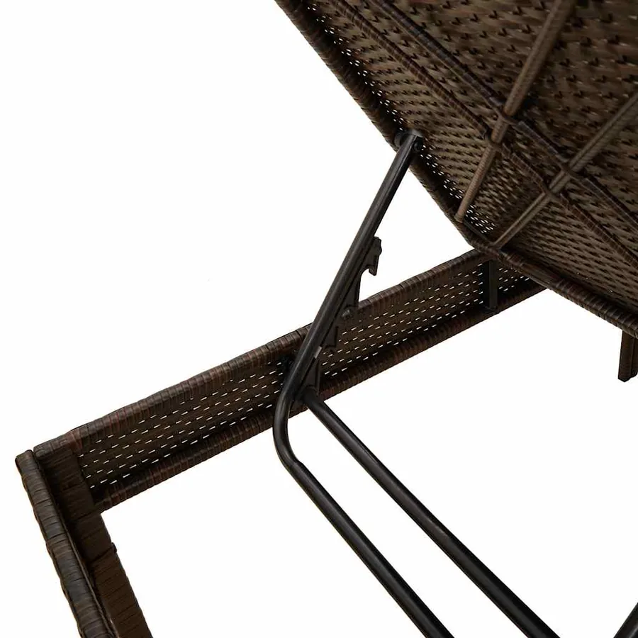Transat avec coussin marron 55x200x44cm résine tressée - 9