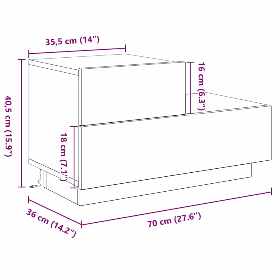 Cabinet de chevet avec tiroir Bois ancien 70 x 36 x 40,5 cm - 14