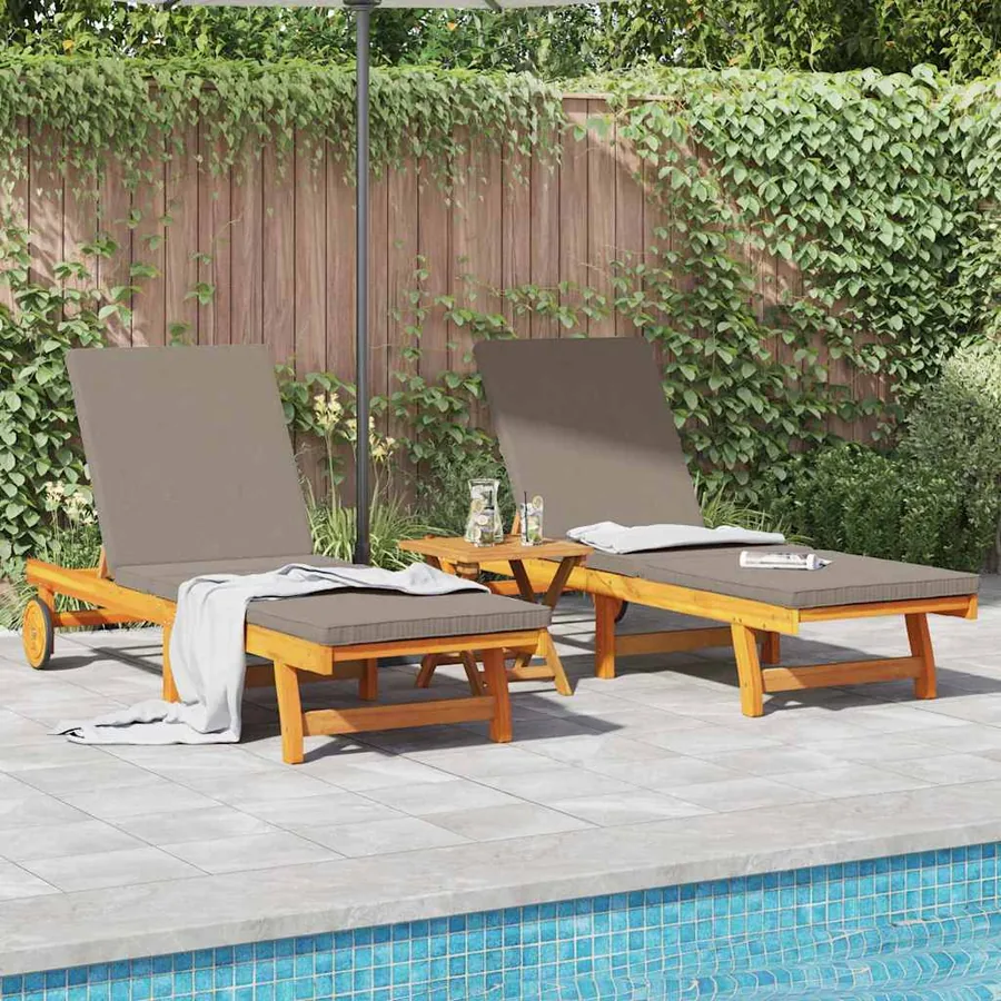 Transat 2-personne 2 pcs Marron Bois d'Acacia Massif