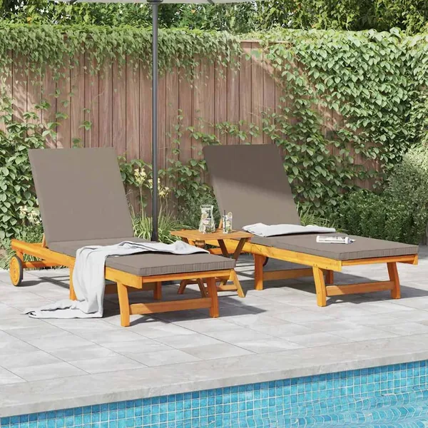Transat 2-personne 2 pcs Marron Bois d'Acacia Massif