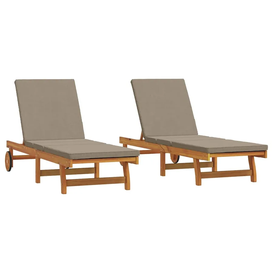 Transat 2-personne 2 pcs Marron Bois d'Acacia Massif - 2