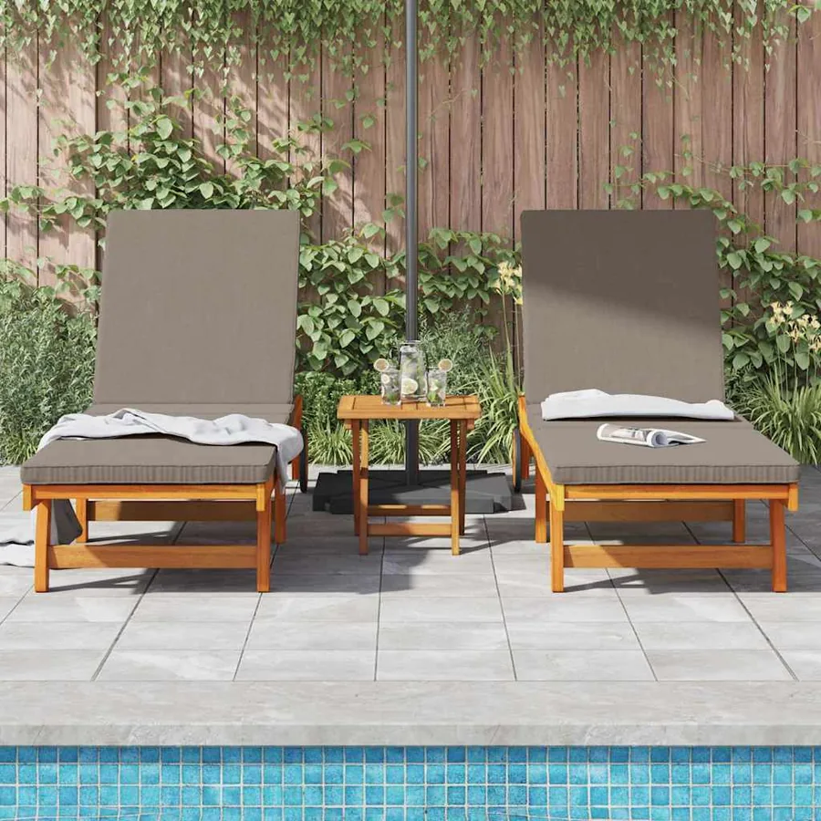 Transat 2-personne 2 pcs Marron Bois d'Acacia Massif - 3