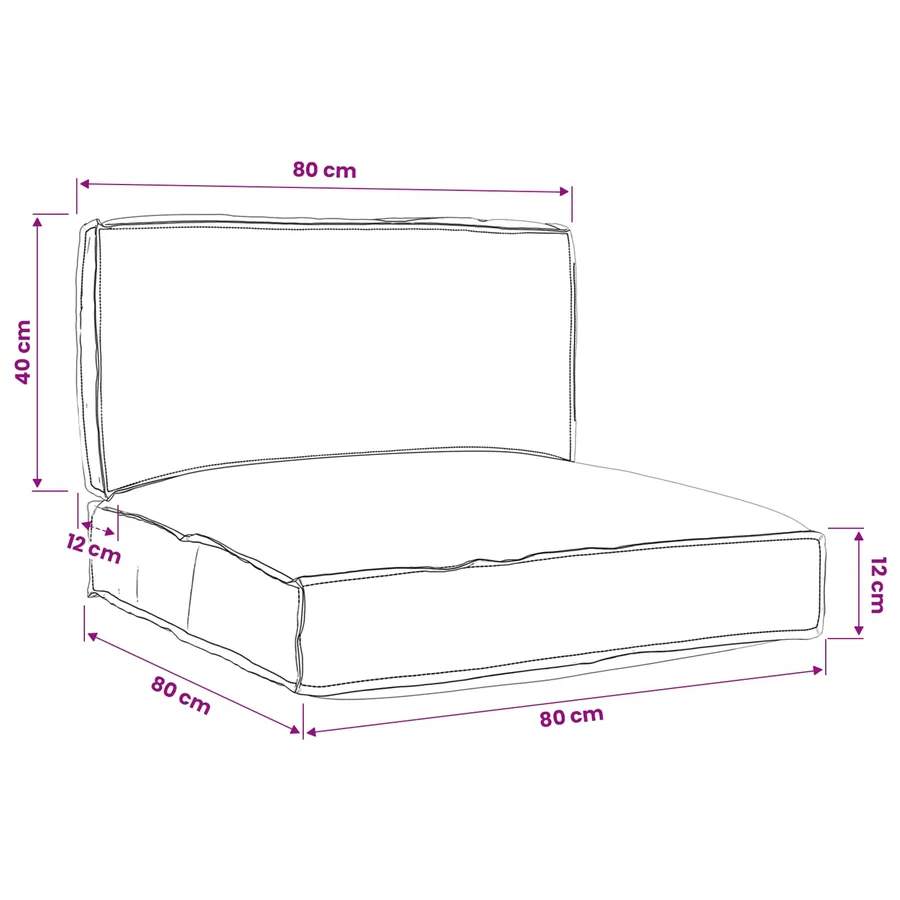 Set de coussins de palette 2 pcs Taupe Tissu Oxford - 14