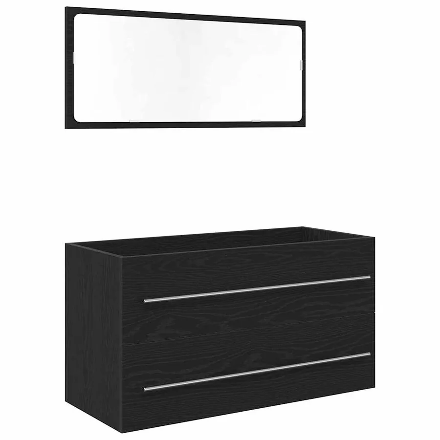 Cabinet de Lavabo Chêne noir 90 x 45 x 1.5 cm Bois d'ingénierie - 2