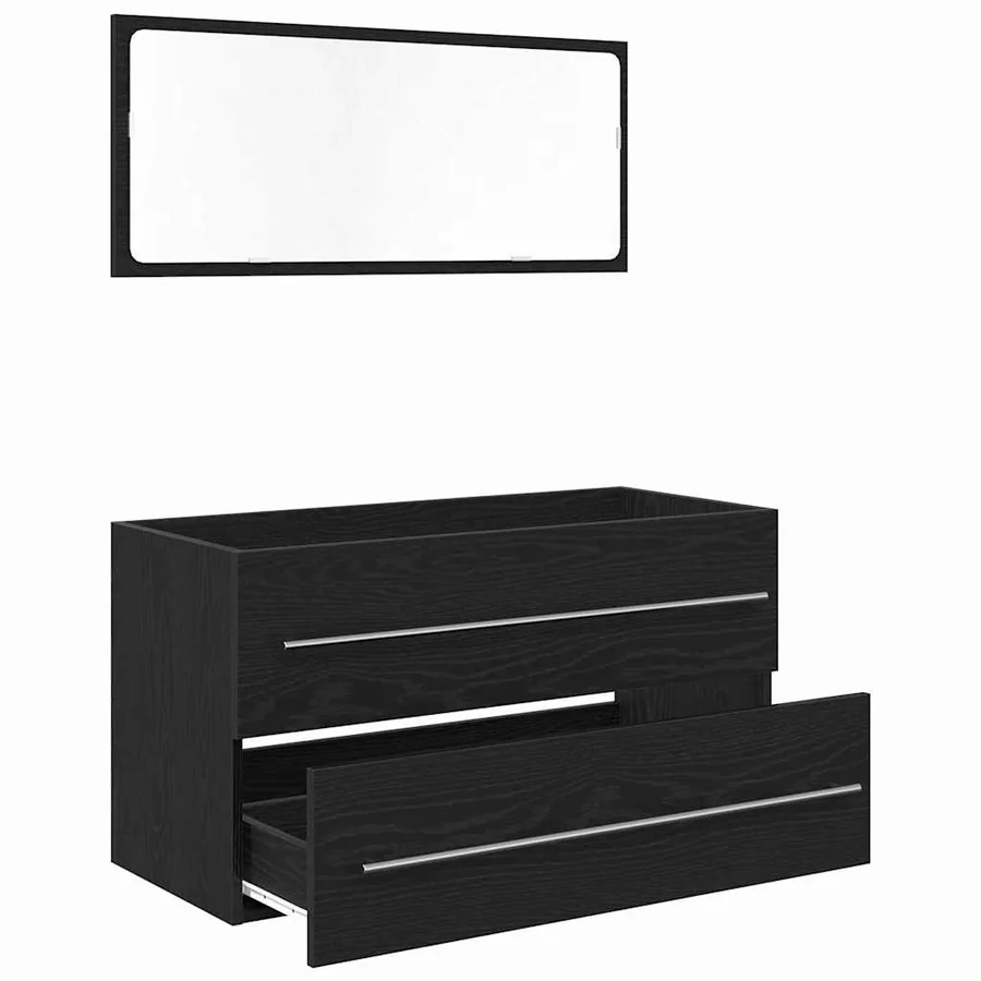 Cabinet de Lavabo Chêne noir 90 x 45 x 1.5 cm Bois d'ingénierie - 5