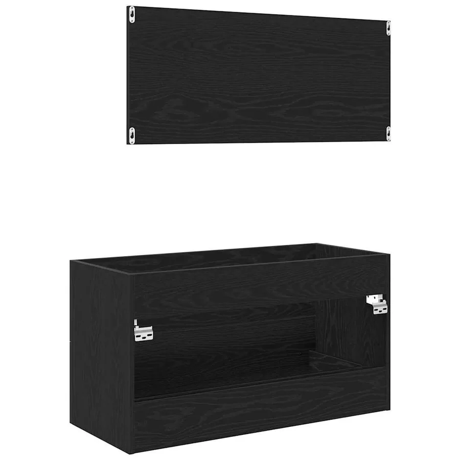 Cabinet de Lavabo Chêne noir 90 x 45 x 1.5 cm Bois d'ingénierie - 6