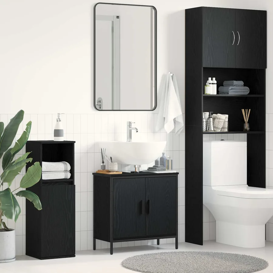 Meuble de Lavabo de Salle de Bain Chêne noir 60 x 30 x 60 cm