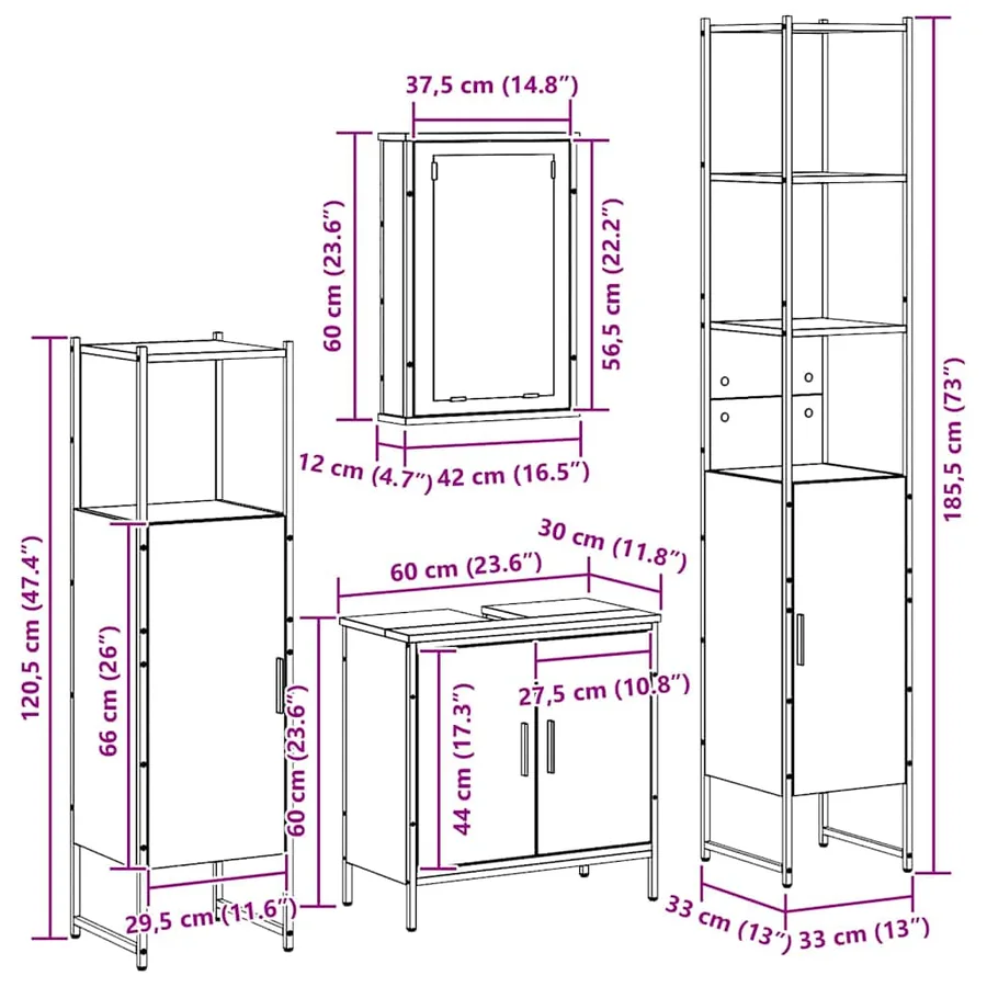 Ensemble de mobilier de salle de bain avec étagère 4 pcs Noir - 18