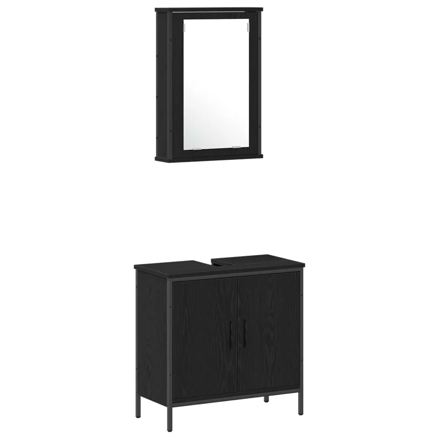 Ensemble de mobilier de salle de bain avec étagère 4 pcs Noir - 6